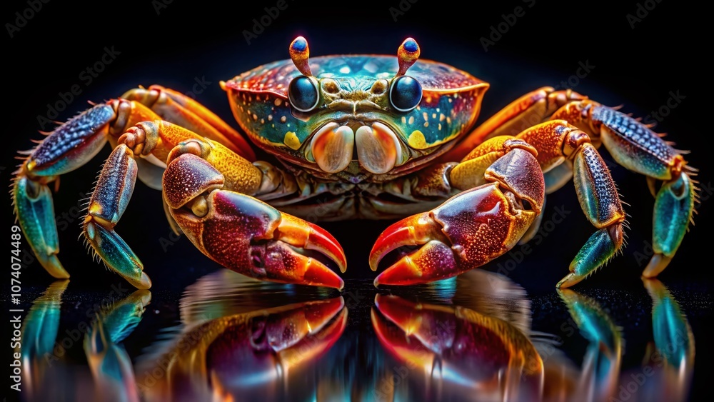Close-Up of a Vibrant Crab Isolated on a White Background for Nature and Marine Life Enthusiasts, Highlighting Intricate Details and Unique Features of This Fascinating Creature. Close-Up of a Vibrant Crab Isolated on a White Background for Nature and Marine Life Enthusiasts, Highlighting Intricate Details and Unique Features of This Fascinating Creature.