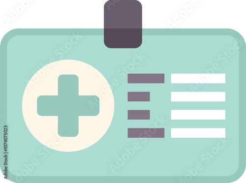 Medical badge is displaying a cross for healthcare, suggesting a doctor or nurse occupation