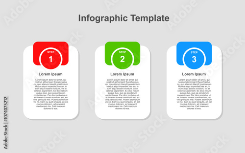 3 step infographic template with white and colorful background. photo