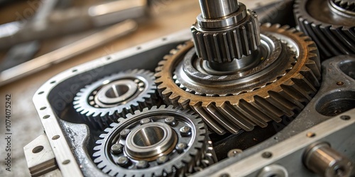 Close-Up of Lubricated Gears in Vehicular Transmission Showcasing Intricate Mechanisms and Fluid Dynamics for Automotive Engineering Enthusiasts and Professionals