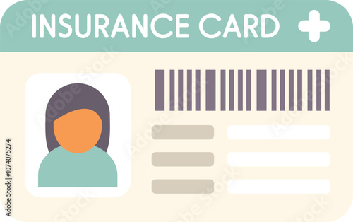 Illustration featuring an insurance card, symbolizing health coverage, medical expenses, and access to healthcare services