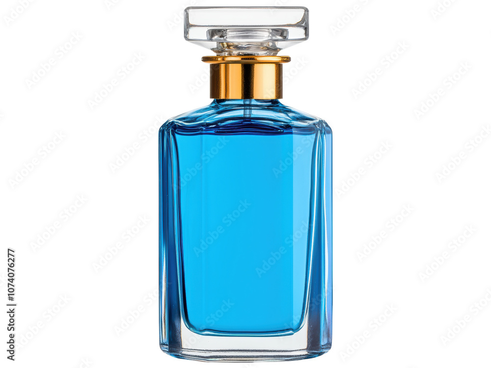Elegant Blue Perfume Bottle with Gold Accents on Transparent Background for Lifestyle and Product Photography Elegant Blue Perfume Bottle with Gold Accents on Transparent Background for Lifestyle and Product Photography