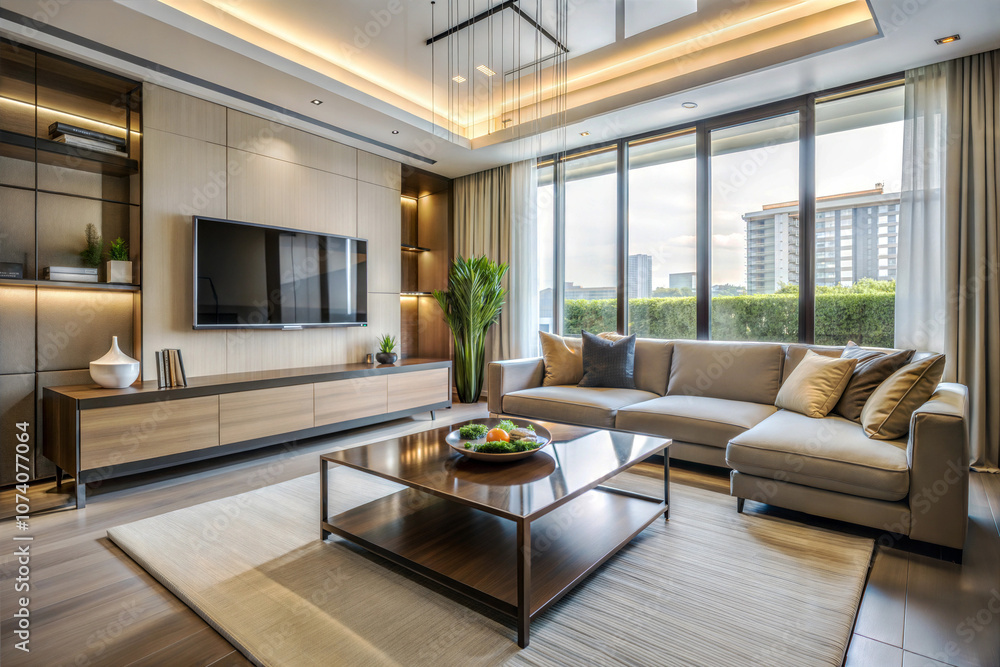 Fototapeta premium Modern Living Room with Neutral Colors