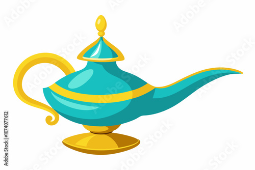 Magic genie lamp with white background