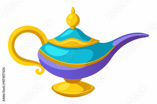 Magic genie lamp with white background