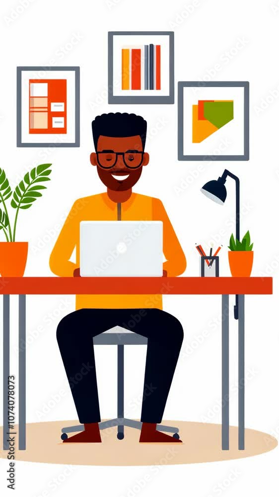A man sits at a desk and works on a laptop A man sits at a desk and works on a laptop