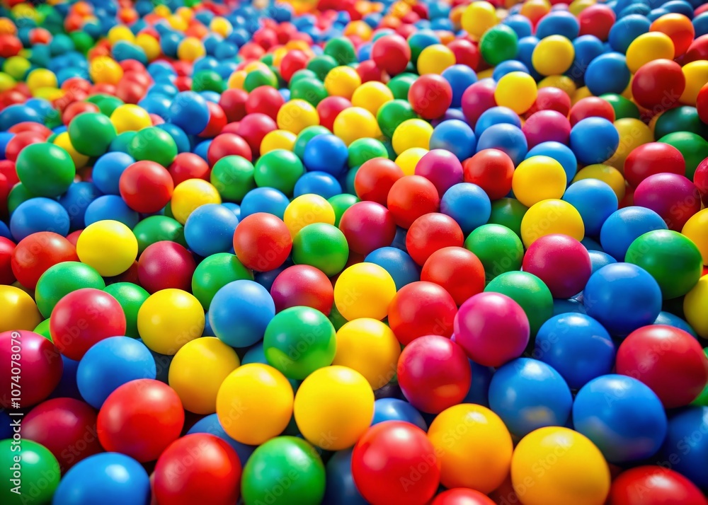 Colorful Round Plastic Balls in a Playground Ball Pit with Vibrant Colors and Copy Space for Creative Use in Children's Activities and Playtime Promotions Colorful Round Plastic Balls in a Playground Ball Pit with Vibrant Colors and Copy Space for Creative Use in Children's Activities and Playtime Promotions