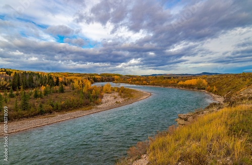 Cloudy Sky Over A Fall River Valley In Cochrane