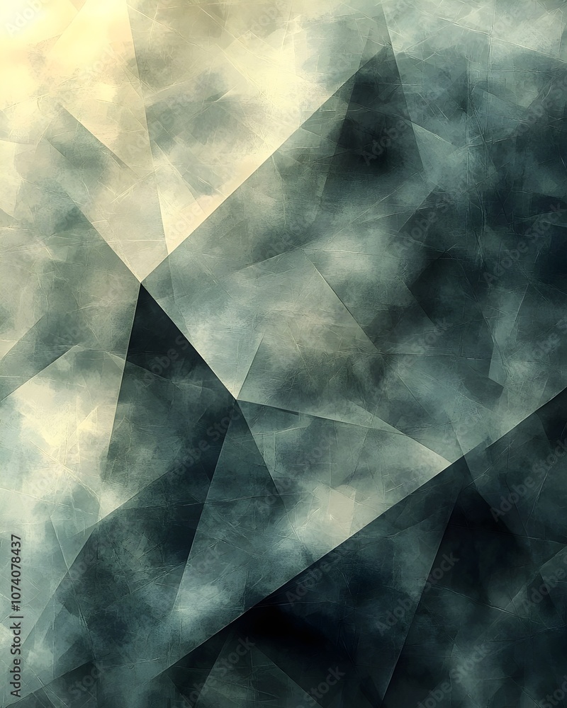 An abstract composition featuring a blend of textured geometric shapes in shades of gray and soft beige, creating a calming and modern atmosphere. An abstract composition featuring a blend of textured geometric shapes in shades of gray and soft beige, creating a calming and modern atmosphere.
