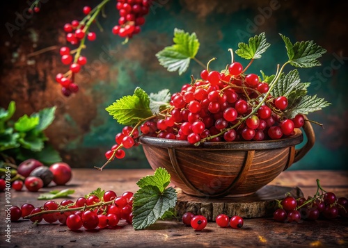 Conceptual Photography of Johannisbeeren: A Creative Exploration of Red Currants Showcasing Their Vibrant Color, Texture, and Freshness in an Artistic and Abstract Setting