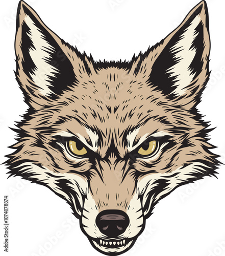 Coyote head symmetry drawing illustration