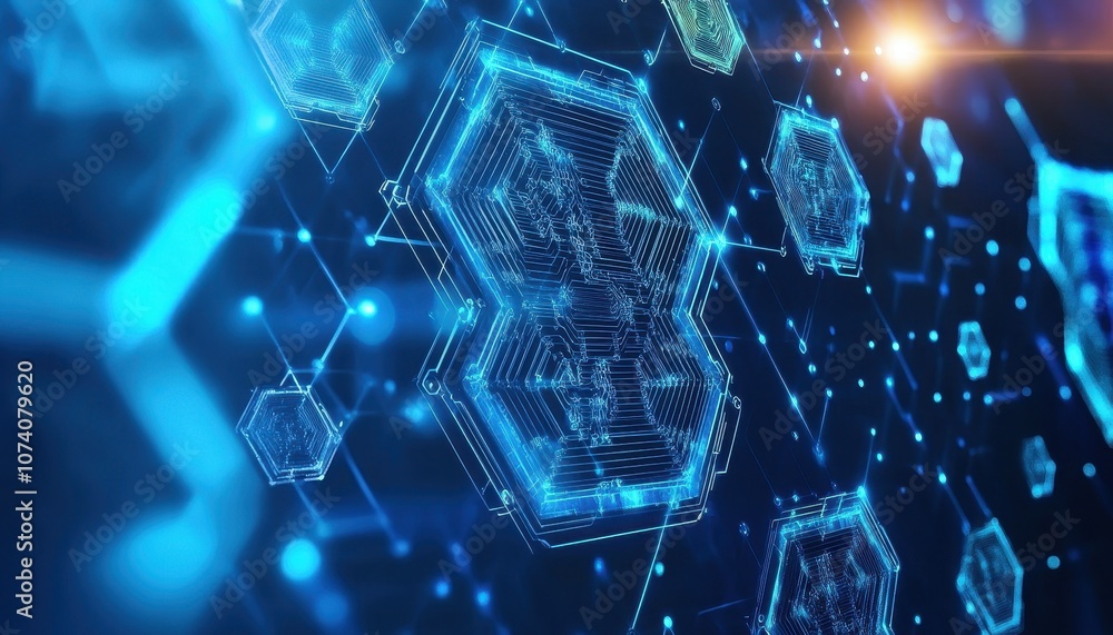 Abstract Network of Glowing Blue Hexagons Abstract Network of Glowing Blue Hexagons