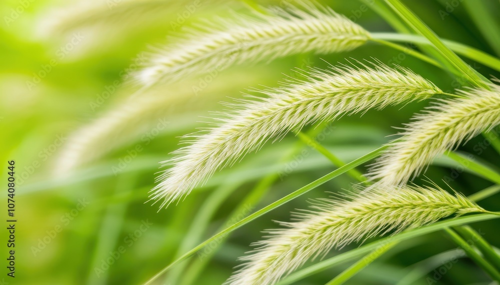 Close-up of Delicate Grass Blades with Feathery Seed Heads Close-up of Delicate Grass Blades with Feathery Seed Heads