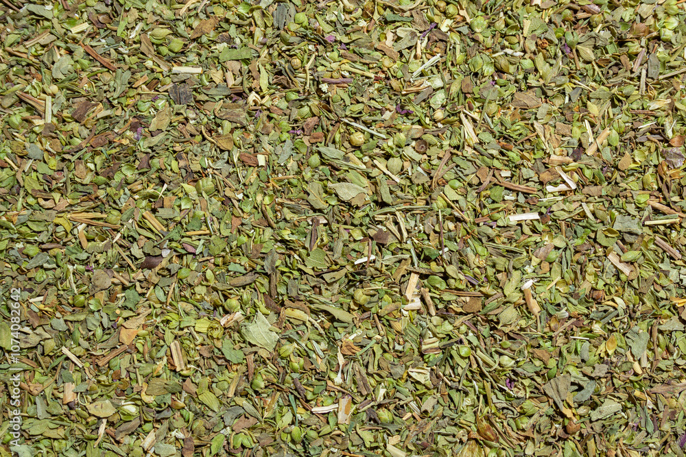 Dry Aromatic Herbs and Flavorful Spices Mix: A Culinary Canvas of Aroma Herb Seasoning. Textured Background for Gourmet Cooking. The Harmonious Combination of Dried Herbs and Spices - Top View Dry Aromatic Herbs and Flavorful Spices Mix: A Culinary Canvas of Aroma Herb Seasoning. Textured Background for Gourmet Cooking. The Harmonious Combination of Dried Herbs and Spices - Top View