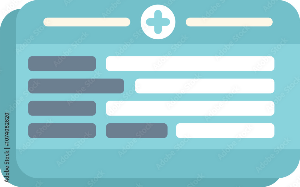 Medical card icon with a cross symbol at the top, representing patient information Medical card icon with a cross symbol at the top, representing patient information