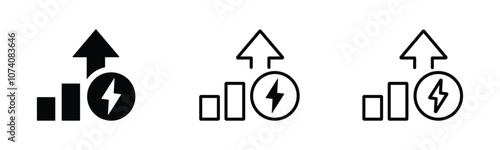 Energy increase vector icons set. Increase of energy icon