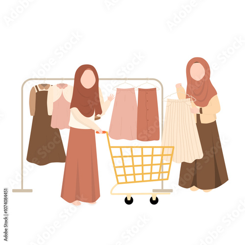 Woman Shopping with Cart in Fashion Store