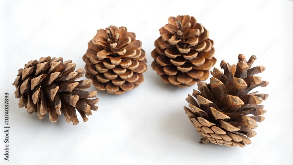 several pine cones on a white background. several pine cones on a white background.