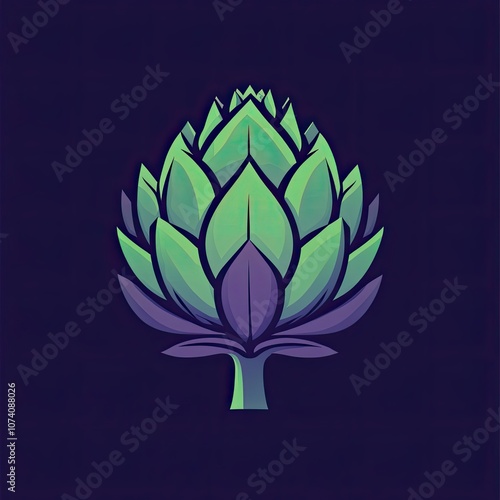 Stylized Illustration of a Green Hop Cone photo