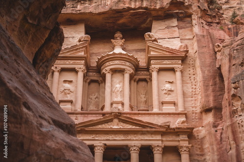 temple landscape of Petra in the morning