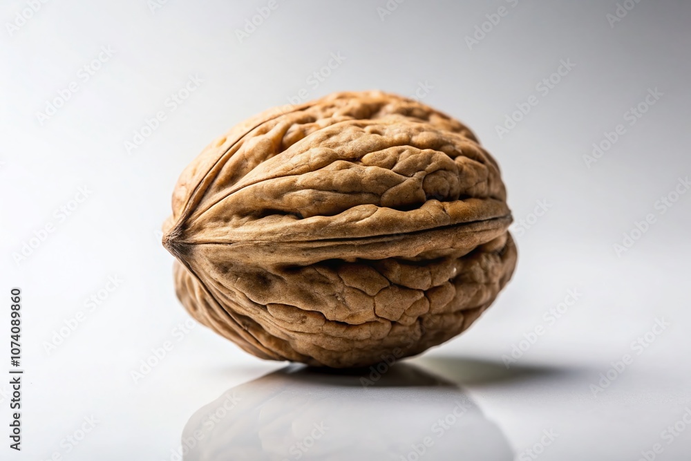 Elegant Portrait of a Walnut on White Background Showcasing Its Unique Texture and Natural Beauty for Culinary and Health-Related Applications Elegant Portrait of a Walnut on White Background Showcasing Its Unique Texture and Natural Beauty for Culinary and Health-Related Applications
