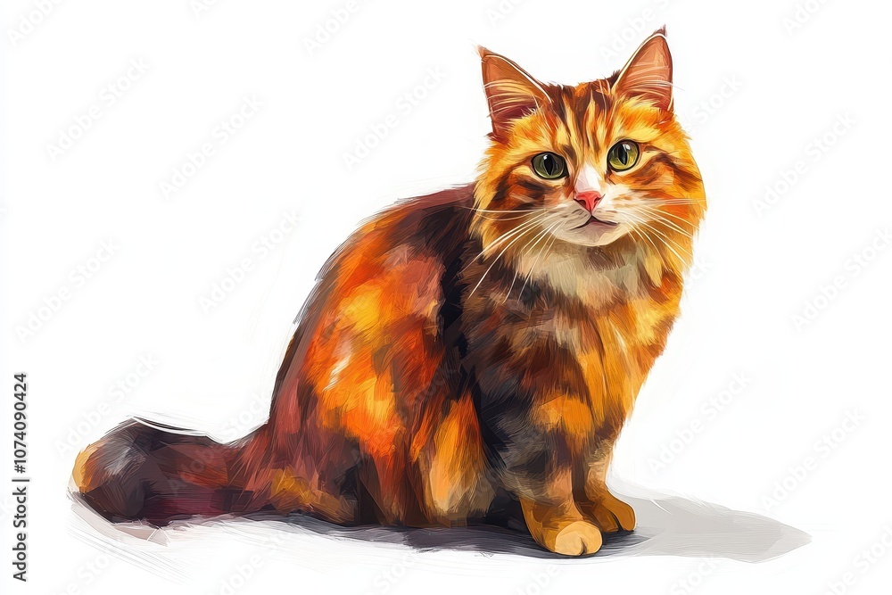 A yellow faced cat with a charming expression rests on a white backdrop A yellow faced cat with a charming expression rests on a white backdrop
