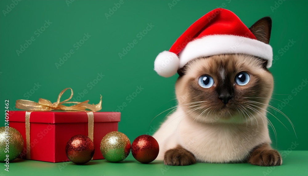 サンタの帽子をかぶったクリスマスのシャムネコ(Christmas Siamese cat wearing Santa's hat.)
サンタの帽子をかぶったクリスマスのシャムネコ(Christmas Siamese cat wearing Santa's hat.)