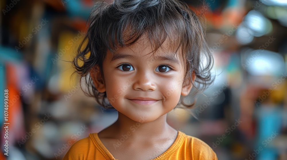 A young girl with dark hair and brown eyes smiles at the camera. A young girl with dark hair and brown eyes smiles at the camera.