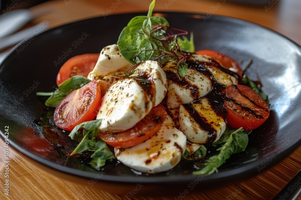 Caprese salad with mozzarella basil and tomato Caprese salad with mozzarella basil and tomato