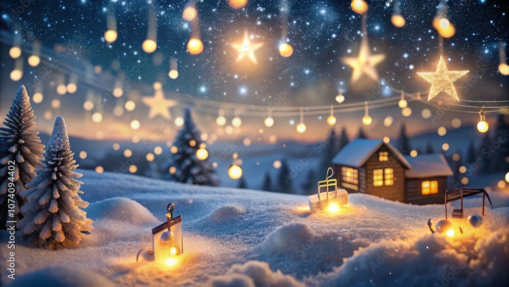 Naklejka premium Enchanting Silent Night Symphony with Bokeh Lights and Soft Glow for a Magical Holiday Atmosphere