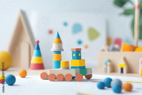 Children s toys on a white backdrop photo