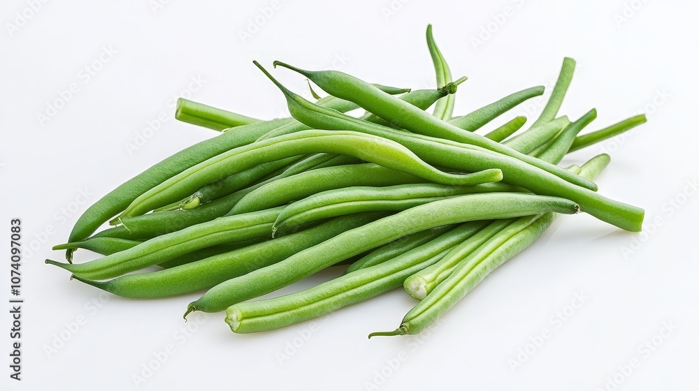 A pile of green beans, some whole and some cut, arranged in a simple yet elegant display A pile of green beans, some whole and some cut, arranged in a simple yet elegant display