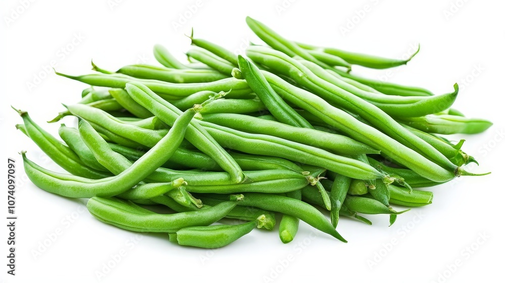 A pile of green beans, some whole and some cut, arranged in a simple yet elegant display A pile of green beans, some whole and some cut, arranged in a simple yet elegant display