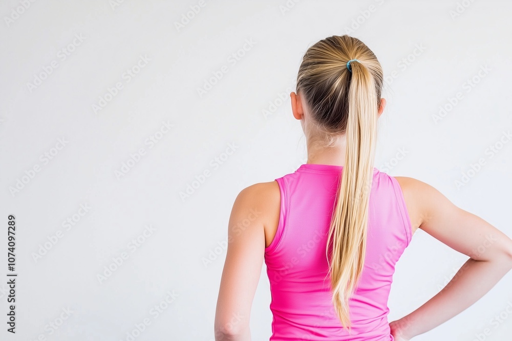 Woman in Pink Tank Top with Ponytail