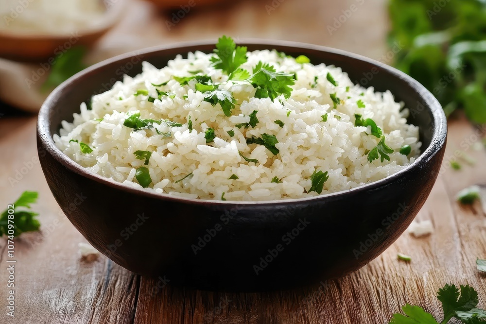 Dish of Mexican rice on the wooden surface Dish of Mexican rice on the wooden surface