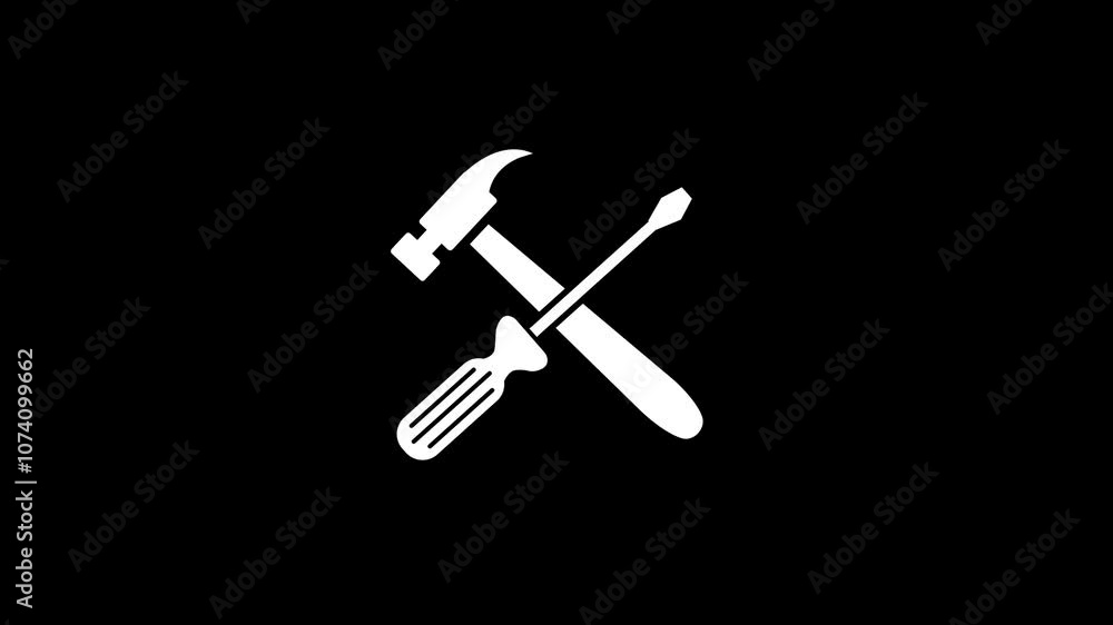 Hammer and screwdriver repair tools icon. service tools icon. Servicing concept logotype icon animation. Hammer and screwdriver repair tools icon. service tools icon. Servicing concept logotype icon animation.