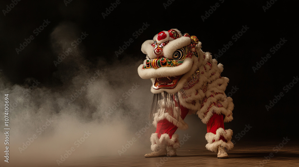 closeup chinese barongsai in action. chinese new year concept background with copy space closeup chinese barongsai in action. chinese new year concept background with copy space