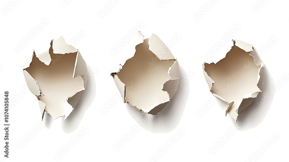 Set of Three Pieces of Torn Paper Isolated on a Transparent Background Generative AI Set of Three Pieces of Torn Paper Isolated on a Transparent Background Generative AI
