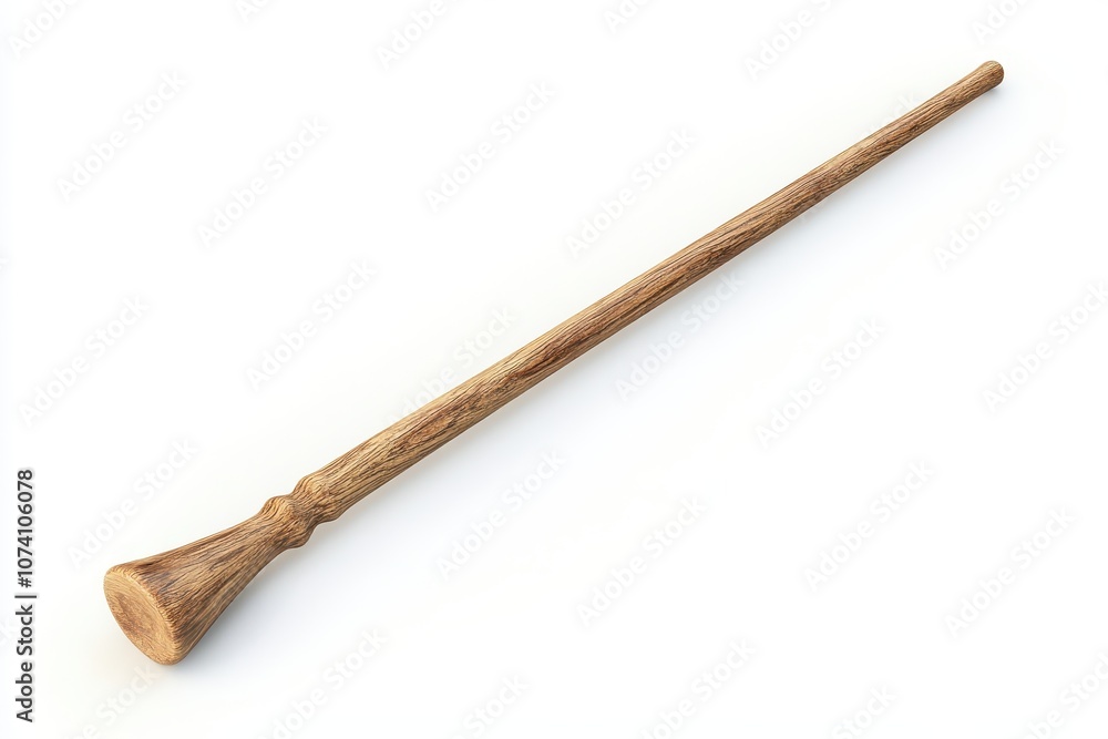 Single wooden magic wand on white background viewed from above Single wooden magic wand on white background viewed from above
