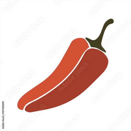 Flat Vector Whole Fresh Hot Chili Pepper Design Template Closeup Isolated. Spicy Chili Hot or Bell Pepper, Front View. Vector Illustration