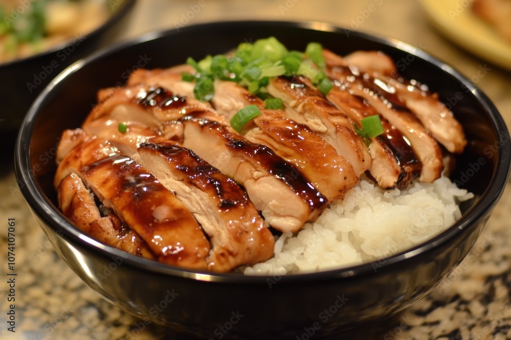 Teriyaki chicken served in a bowl Teriyaki chicken served in a bowl