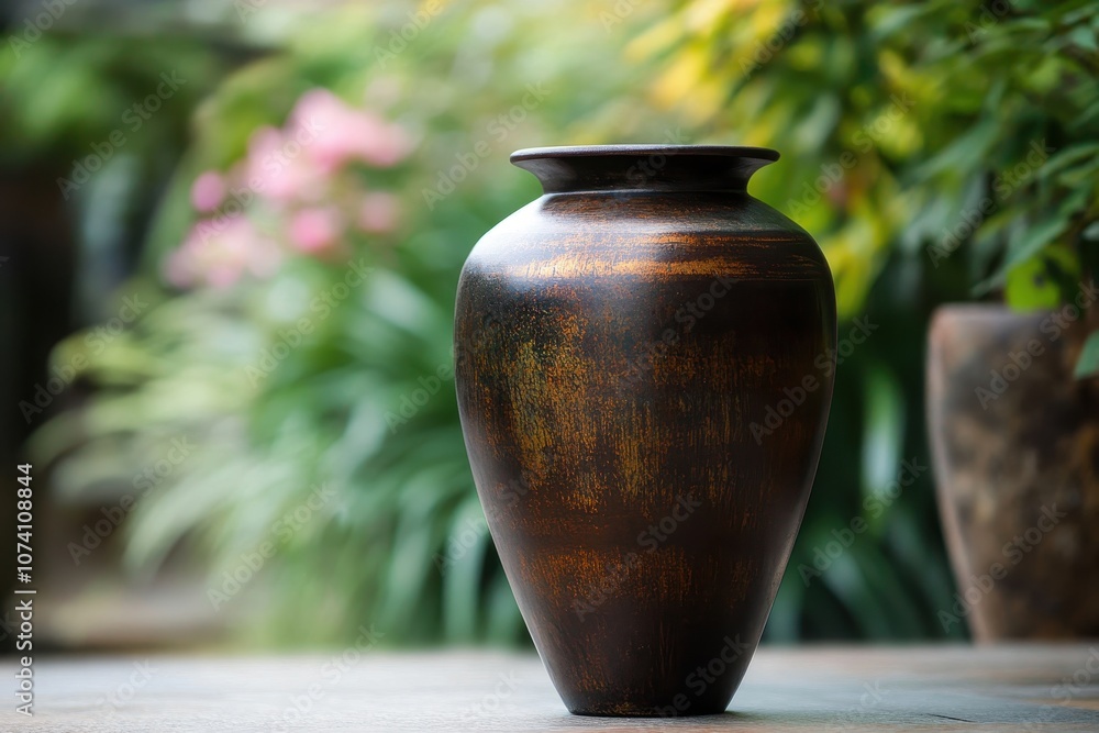Naklejka premium Urn positioned in front of casket