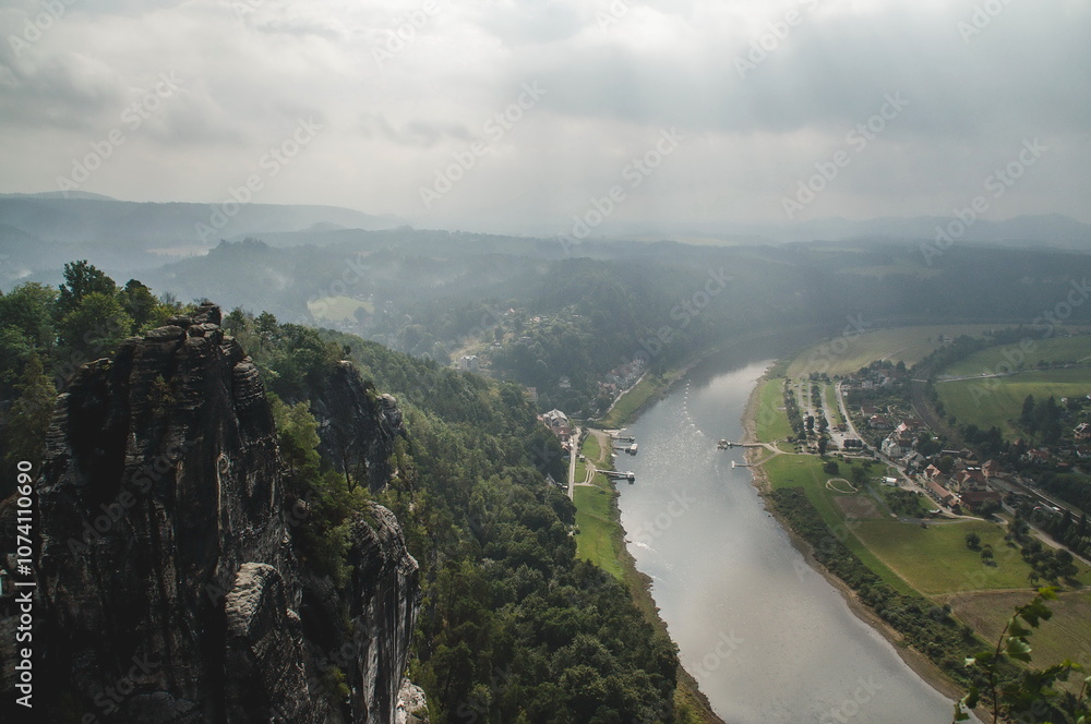 view from the top of the mountain in Bastei, Germany view from the top of the mountain in Bastei, Germany