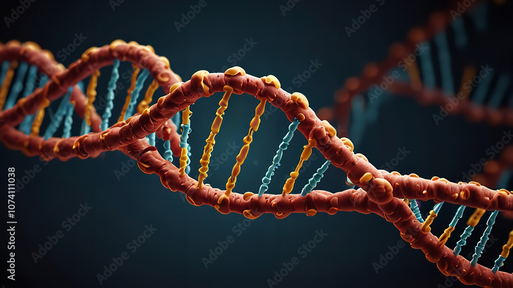 A DNA molecule. A DNA molecule.