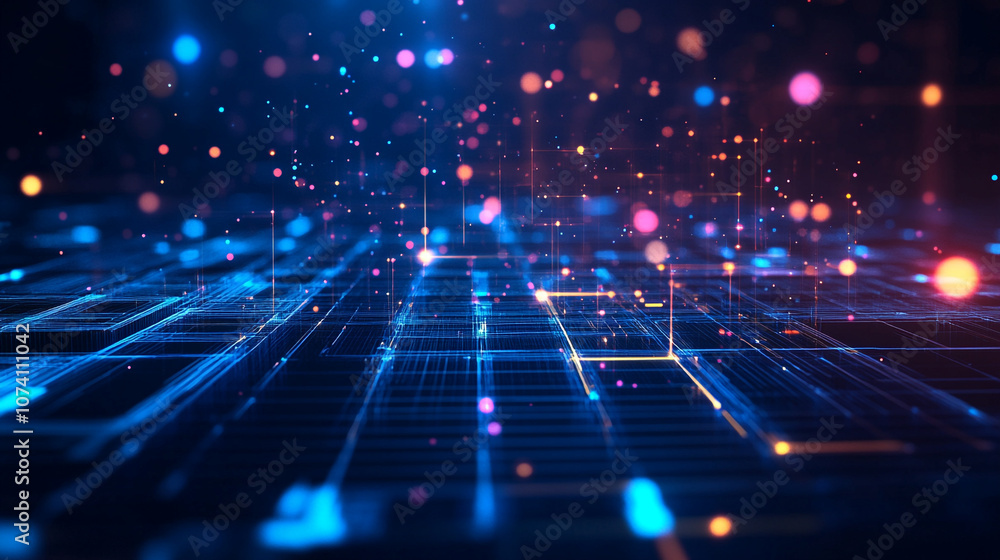 Obraz premium The modern creative communication and internet network connect in smart city, Digital cyberspace with particles.