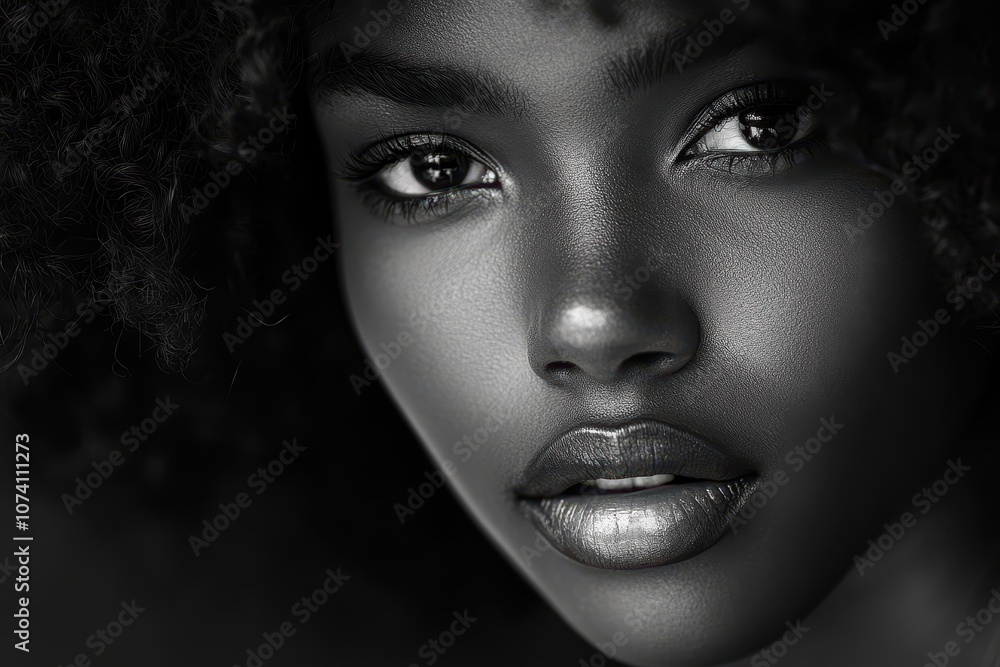 Beautiful woman of African descent with curly hair Beautiful woman of African descent with curly hair