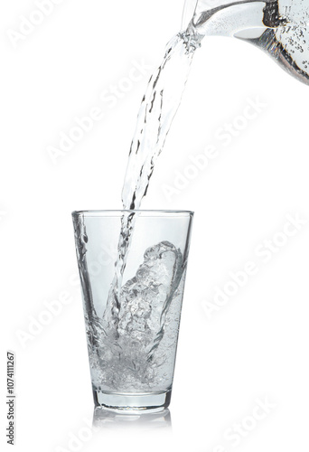 Wallpaper Mural Pouring soda water from jug into glass on white background Torontodigital.ca