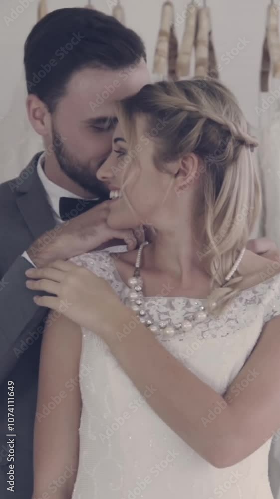 Happy bride and groom in wedding dress prepare for married in wedding ceremony. Romantic love of man and woman couple. Happy bride and groom in wedding dress prepare for married in wedding ceremony. Romantic love of man and woman couple.
