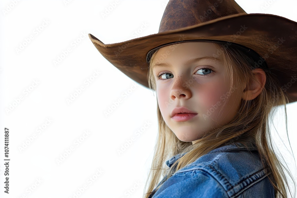 cowgirl alone against a white backdrop cowgirl alone against a white backdrop
