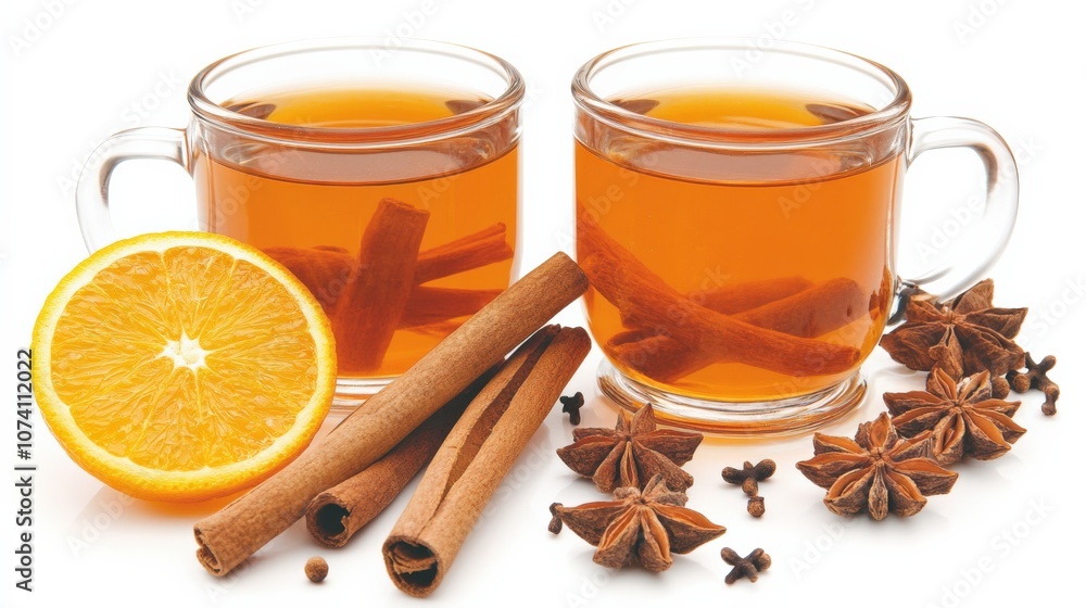 Warm Spiced Tea with Cinnamon and Orange Slice for Cozy Moments Warm Spiced Tea with Cinnamon and Orange Slice for Cozy Moments